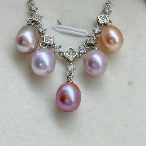 Aurora Bowknot Pearl Silver Necklace